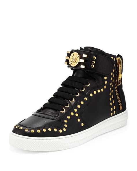 versace black gold sneakers|versace high top vintage sneaker.